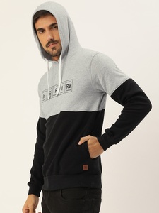 Sudadera con Capucha para Hombre, Diseño Color Block, Corte Regular, Informal, Tejido de Punto, Algodón y Poliéster, Estampado Frontal, Ropa de Otoño - Product Image 3
