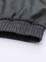 Veste en cuir PU délavé gris anthracite vintage unisexe sur mesure, coupe ample, col montant, fermeture éclair, imperméable, respirante, coupe-vent