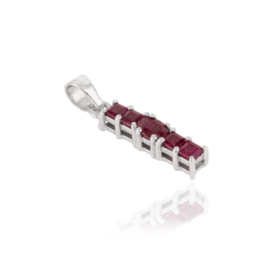 Pendentif géométrique minimaliste en barre verticale avec rubis naturel taille princesse et taille ronde, pierre de naissance de juillet, bijou unisexe pour usage quotidien - Product Image 3