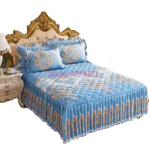 Jupes de lit modernes de haute qualité pour la maison lot de literie en coton 3 pièces couvre-lit respirant jupes de lit pour hôtel vente en gros