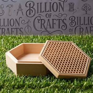 Hexagonal Wooden <b>Storage</b> <b>Box</b> With Lattice Lid Minimalist Design Carved Wood Craft 1 Layer For Organizing Small Items - Product Image 6