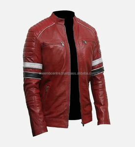 Veste en cuir véritable à fermeture éclair personnalisée pour hommes en bonne qualité au tarif de gros Veste en cuir de couleur personnalisée pour hommes - Product Image 2