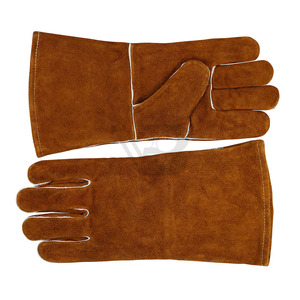 Pakistan Made Top Quality Heat Resistant Cow Split Leather Material Made Safety Welding <b>Gloves</b> - Product Image 4