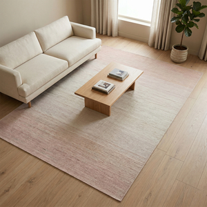 Alfombra de Lana Minimalista Ombre Rosa Horizon Tinte Marfil, Hecha a Mano, Ecológica, Antideslizante, de Lujo para Sala de Estar y Dormitorio - Product Image 4