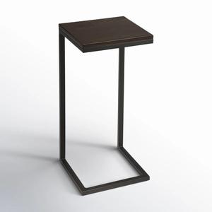 Mesa Auxiliar Contemporánea en Forma de C con Base Cuadrada Compacta y Diseño que Ahorra Espacio, Ideal como Mesa Auxiliar para Sofá o Bar - Product Image 1