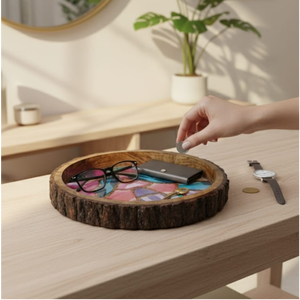 Handicraft Wooden Serving Tray Classic Decorative Utility for Dining Table Counter <b>Display</b> Household Organizer Storage Tray - Product Image 1