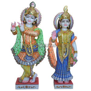 Marble Radha Krishna Statue | Handcrafted Radha Krishna Marble Murti | Color Painted White Marble Idol | MALIYAS Jaipur - Product Image 2