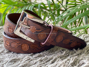 Fabricantes que venden cinturón de cuero genuino para hombre, cinturón de cuero de vaca de lujo ajustable a mano para hombres - Product Image 3