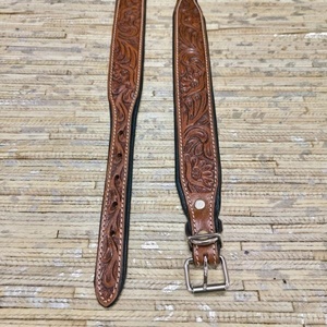 Hand <b>tooled</b> <b>leather</b> dog leash Durable heavy duty pet leash Custom training <b>leather</b> leash Luxury floral dog leash - Product Image 2