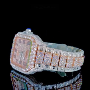 Montre de luxe personnalisée de haute qualité, sertie de diamants de laboratoire, en acier inoxydable, de la meilleure qualité, pour hommes - Product Image 5