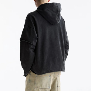 Sweat à capuche streetwear personnalisé de haute qualité, style pull, effet délavé à l'acide, pour l'hiver, style vintage, double couche - Product Image 2