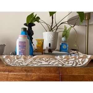 ถาดเสิร์ฟไม้มะม่วงสีขาวขัดเงา |   ถาดไม้โบราณทำมือขายส่ง - Product Image 6