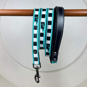 Nouvelle arrivée motif damier laisse et collier de chien en cuir usiné à la main ensembles de plomb de trafic adaptés aux chiens de petite et moyenne taille - Product Image 6