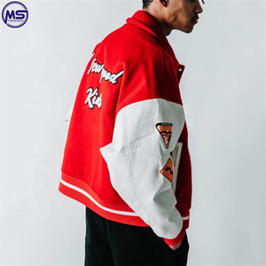 Blouson universitaire personnalisé pour homme, style streetwear hiver, broderie premium, OEM/ODM, 100% laine peignée, logo frontal - Product Image 4