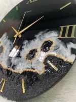 Jam Dinding Digital Modern Resin Epoxy dengan Pola Abstrak untuk Dekorasi Rumah Ruang Tamu & Dapur, Hadiah dari India