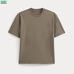 Camiseta de Hombre, Corte Holgado, Tela Gruesa, Detalle de Costura en Contraste, Estilo Urbano, Minimalista, Casual, Lisa, para Verano - Product Image 3