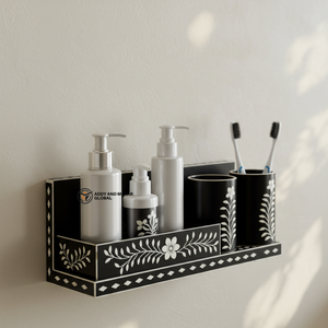 ชั้นวางของติดผนังลายกระดูกสีดำ ดีไซน์ทันสมัย ชั้นวางของในห้องน้ำลายกระดูกสีดำทันสมัย - Product Image 6
