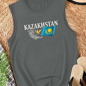 Chaleco de punto informal para mujer con ilustración de la bandera de Kazajistán y logotipo frontal - Product Image 2