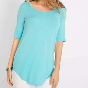 T-shirt rose à col rond pour femme, manches courtes, couleur unie, coupe décontractée, respirant, écologique, séchage rapide, anti-UV, 200g, 100% coton - Product Image 1