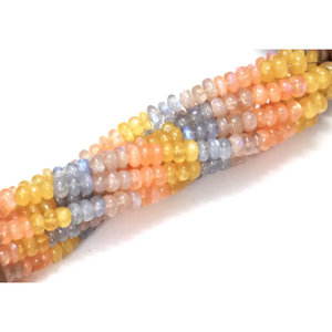 Cuentas redondas lisas de piedra lunar arcoíris natural brillante, cuentas redondas lisas de piedra lunar arcoíris multicolor de 6-9 mm, joyería artesanal - Product Image 5