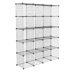 Unità di Stoccaggio Modulare a 20 Cubi, Scaffali in Metallo Multifunzionali Tipo Origami, Organizzatore con Contenitori a Griglia Metallica - Product Image 3