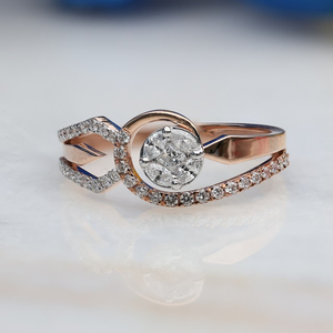 แหวนหมั้นเพชร14K โรสโกลด์ IGI ได้รับการรับรองมาตรฐานด้านความยั่งยืนแหวนเพชรเติบโตแบบไร้กาลเวลา - Product Image 3