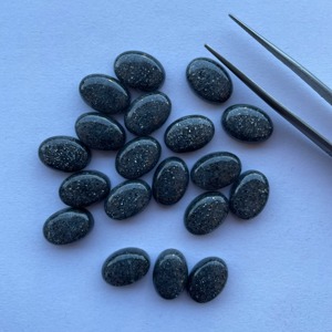 Cabochon ovale lisse en pierre de soleil noire naturelle de 10 mm et 20 mm pour la fabrication de bijoux, pendentifs, bagues, fait main, tendances Alibaba - Product Image 5