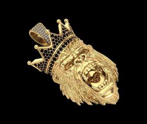 Pendentif en argent sterling 925 plaqué or, motif gorille 3D avec couronne, personnalisé avec moissanite, style hip-hop, pendentif animal pour homme - Product Image 5