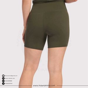 Shorts de yoga taille haute pour femme, noir uni, avec surpiqûres contrastées, deux poches latérales, extensibles dans quatre directions, style cycliste, pour le sport - Product Image 2