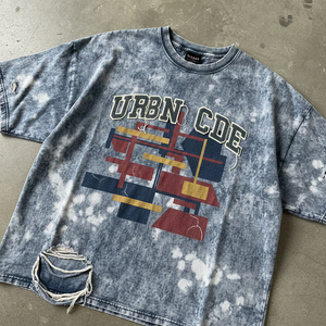 T-shirt da <span class=keywords><strong>uomo</strong></span> Disha personalizzata in misto cotone a maniche corte, lavaggio pesante, con illustrazione americana, nuova collezione estiva, stile High Street, per coppia - Product Image 1