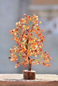 หินคาร์เนเลียนสีแดง กันน้ำ 300 เม็ด ฐานไม้ งานแฮนด์เมด ตกแต่งต้นไม้ธีมมาสคอต กระถางดอกไม้ อัญมณีธรรมชาติ ขายส่ง - Product Image 5