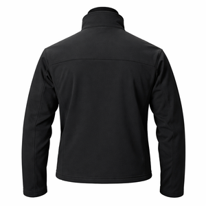 Veste softshell noire pour homme, fermeture éclair intégrale, coupe-vent, résistante à l'eau, vêtements de travail d'extérieur, veste softshell à col montant - Product Image 2
