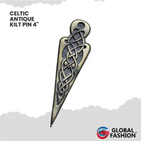 2026 Traditional New Kilt Pin Accessory Celtie Knot Scottish Brass Color Antique/Chrome Finish Size 4"
