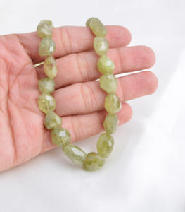 Cuentas facetadas de peridoto natural, collar de piedras preciosas de 16 pulgadas, piedra preciosa para la elaboración de joyería fina. - Product Image 4