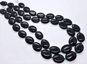 Cuentas ovaladas lisas de ónix negro natural AAA de 15x20 mm, cuentas ovaladas grandes de piedras preciosas de 18 pulgadas, cuentas sueltas de ónix negro para la fabricación de joyería. - Product Image 2