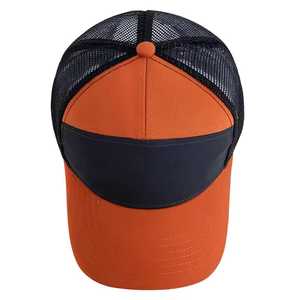Orange and <b>Navy</b> <b>Blue</b> Trucker <b>Cap</b> Breathable Mesh Adjustable Fit Unisex Casual Outdoor Hat Spring Summer Style - Product Image 2