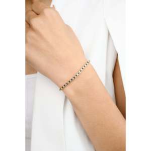 18k Square Blue Sapphire and Diamond Alternate Bezel Set Fine <b>Charm</b> <b>Bracelet</b> - Product Image 6