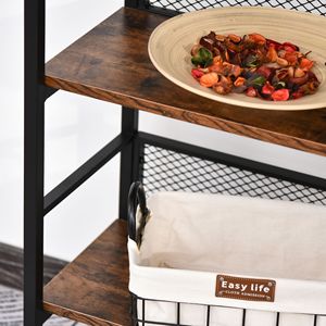 Consolle a 3 livelli in stile industriale con design robusto e multifunzionale, piedini regolabili e funzionalità libreria - Product Image 3
