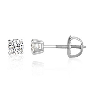 Pendientes de diamante cultivado en laboratorio con corte redondo, certificados por IGI, claridad VVS1, oro blanco de 10K, joyería de uso diario para mujer. - Product Image 2