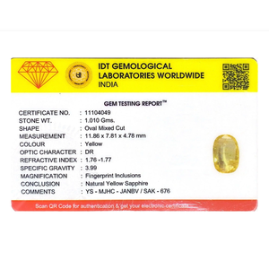 Loose 5.05 Carat Oval Cut Yellow Sapphire Gemstone for Fine Jewelry - Product Image 4