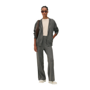 Conjunto Deportivo de 2 Piezas para Mujer, con Capucha, Tejido de Felpa, Color Gris, Corte Regular, Estilo Casual, Color Sólido, 100% Algodón, Transpirable - Product Image 1