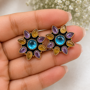 Wholesale Supplier Antique Silver Finish Gold Plated Bohemian Shell <b>Stud</b> <b>Earrings</b> Bezel Setting Jewelry for Women Direct Supply - Product Image 6