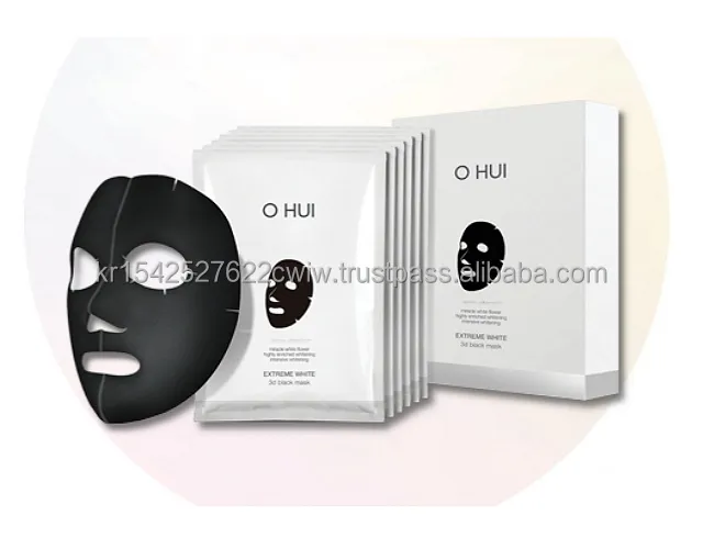 Upgraded Ohui Extreme White 3d Black Mask 27g x 6ea to become glowing with soft radiance of moisture cream MADE IN KOREA