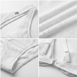 Ensemble de bikini asymétrique en tricot blanc, haut croisé à bretelles, bas de maillot de bain hipster, maillot de bain pour femmes - Product Image 4