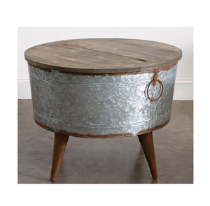 Mạ kẽm thỉnh thoảng bảng thiết kế sang trọng handmade wrought sắt Round Shape mạ kẽm kim loại bảng phụ với gỗ Top - Product Image 3