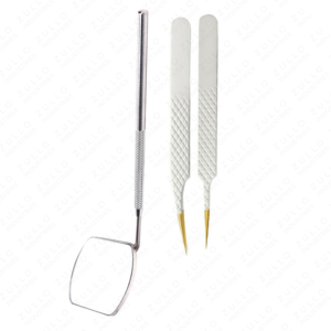 3PCS Stainless Steel Eyelash Extension Tweezers Set with White Isolation Mirror Fiber Tip Lash <b>Tools</b> Private Label Kit - Product Image 5