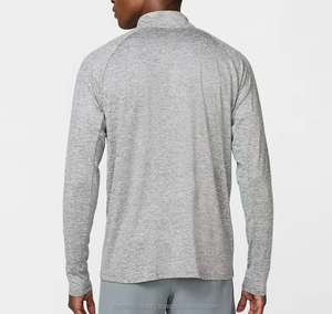 Custom Logo 4 Way Stretch Soft Gym Sportswear T-<b>Shirts</b> Men's Lightweight Quarter <b>Zip</b> Pullover Jersey 100% Cotton Eco-Friendly - Product Image 2