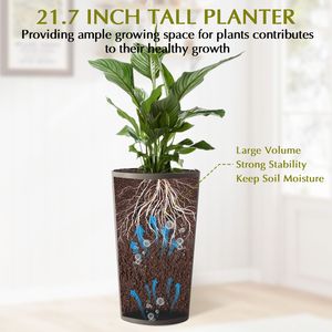 Set di 2 Fioriere Quadrate Moderne Alte 55 cm per Interni ed Esterni, Vasi per Piante da Portico e Patio - Product Image 3