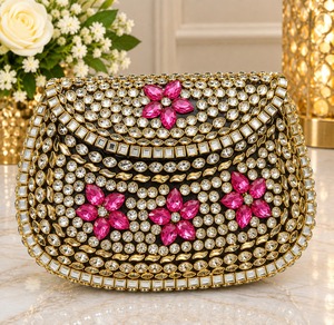 Vintage Rhinestone Chain Clutch <b>Bag</b> Gold Tone Beaded Evening Purse Floral Crystal Handbag for Fashion Party <b>Wedding</b> Banquet <b>Gift</b> - Product Image 2