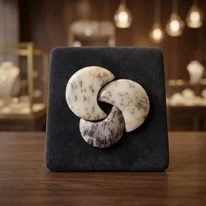 Opale dendritique en gros, taille lune, pierre naturelle à motifs pour la fabrication de pendentifs - Product Image 5